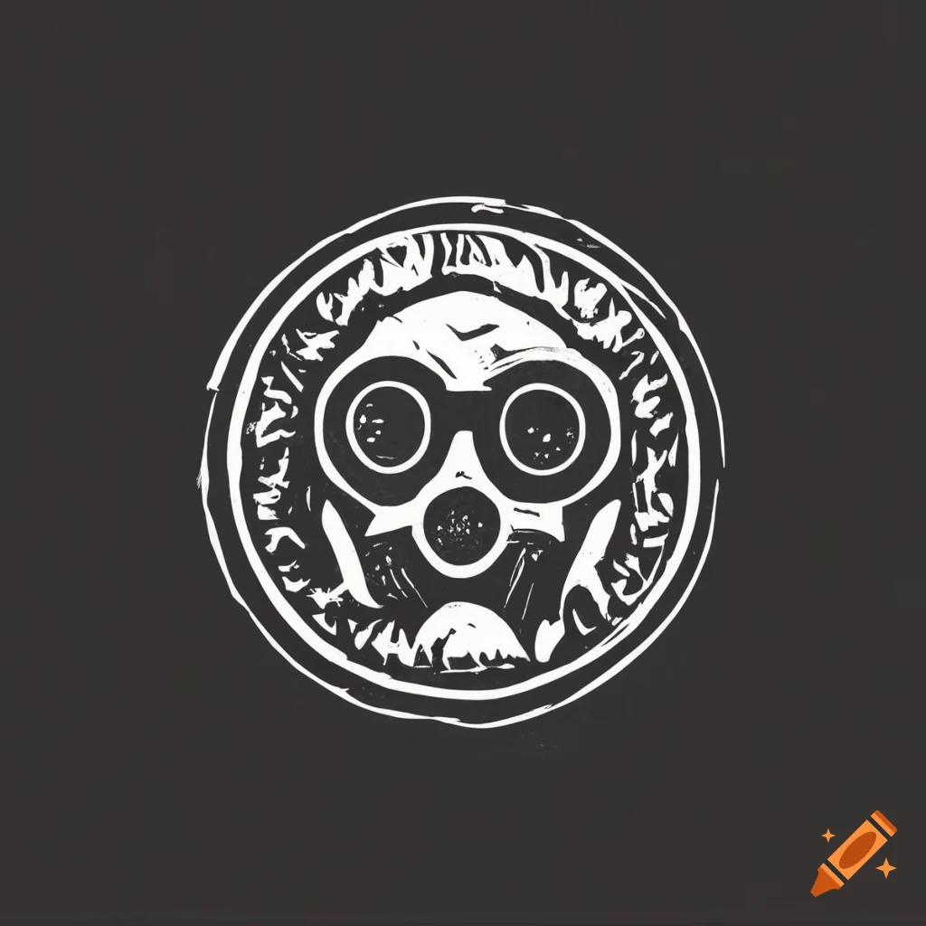 Black and white gas mask logo design