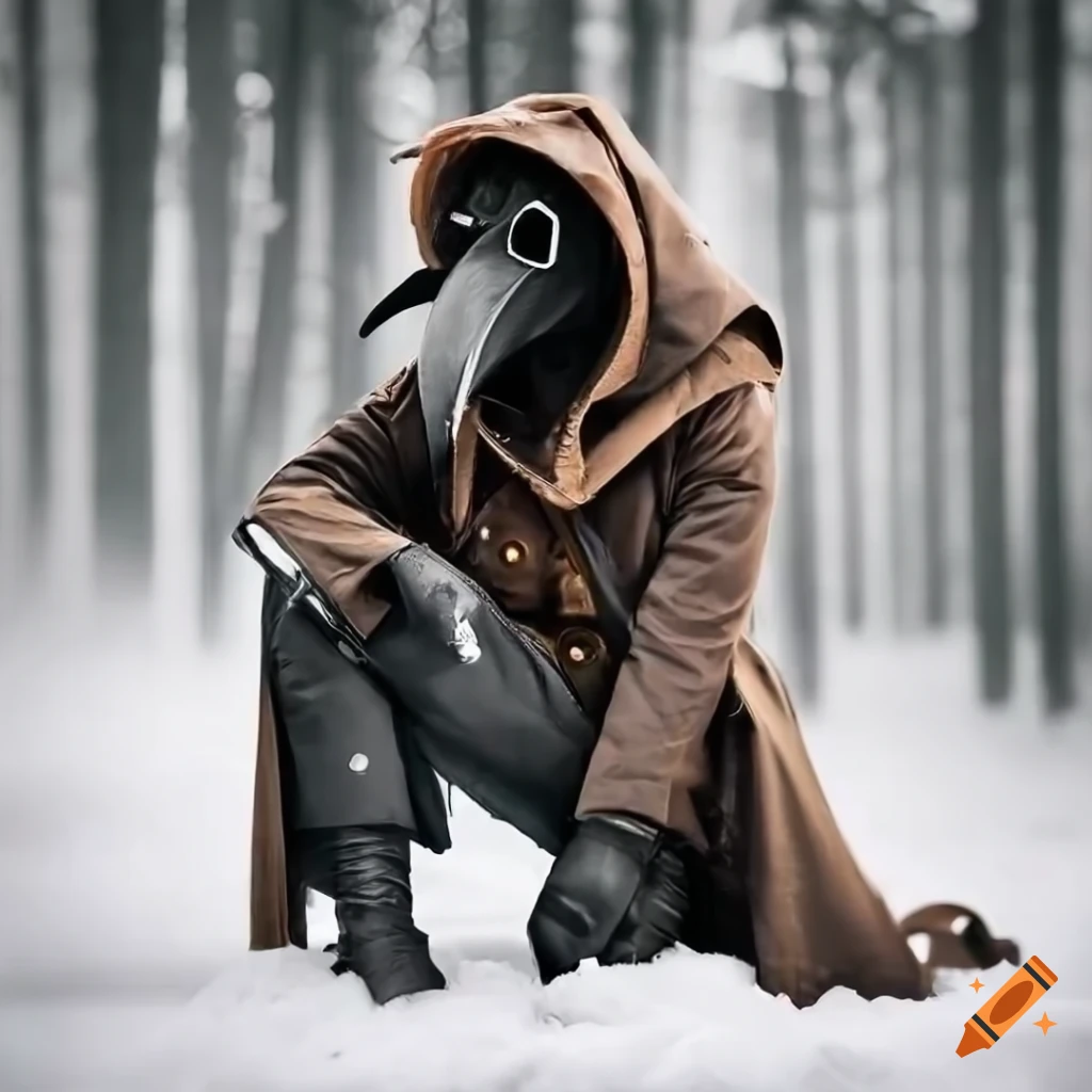 plague doctor standing in the snow