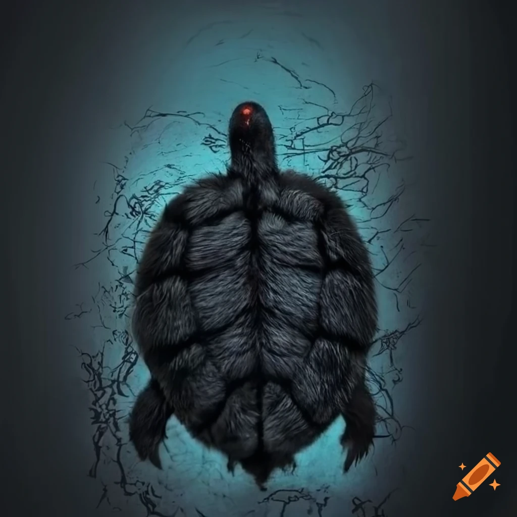 graffiti-style black turtle in shadows