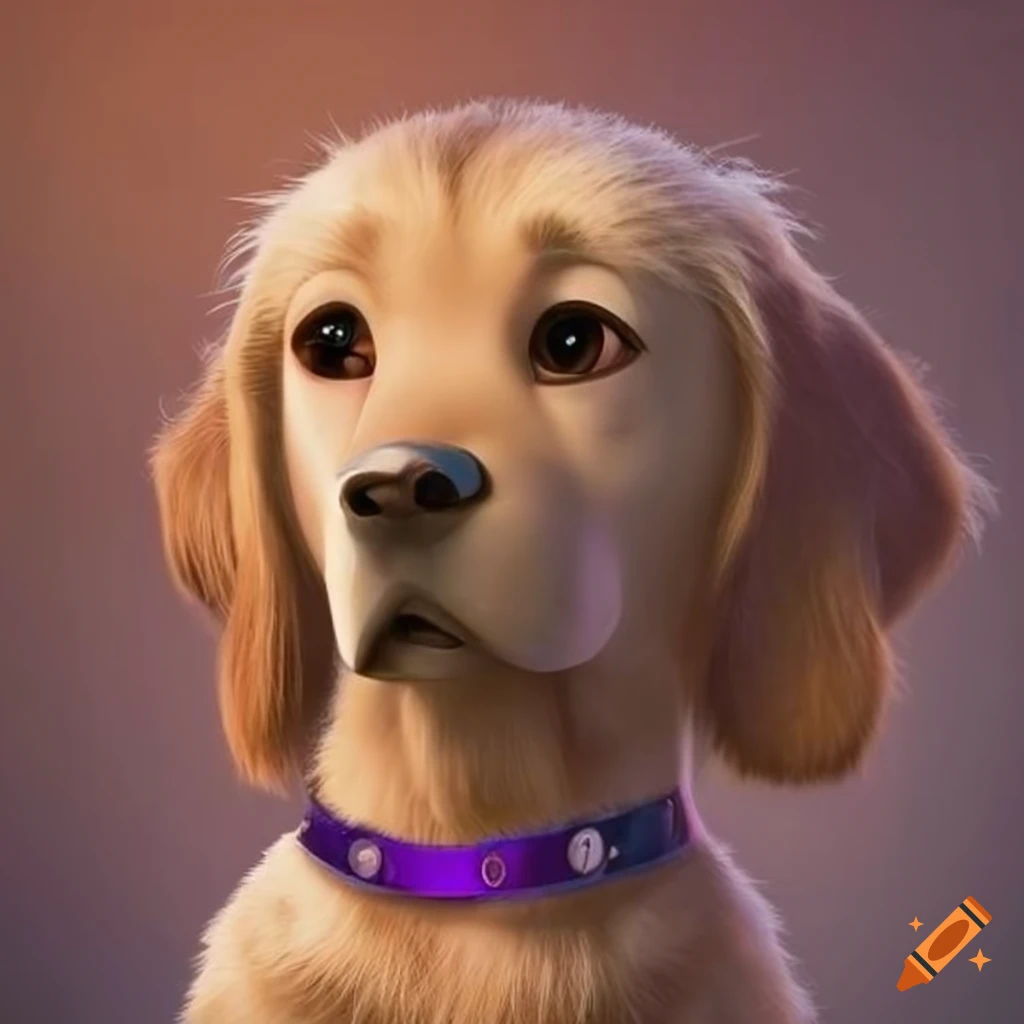 Disney Pixar poster featuring a feminine golden retriever named Maya