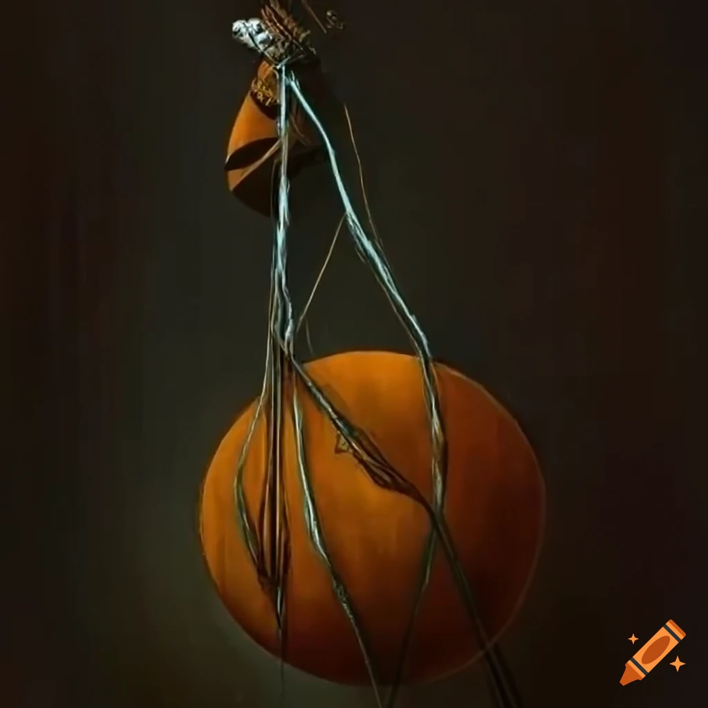 wool painting of a lute playing