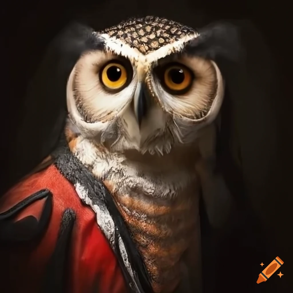 photorealistic owl in Thriller outfit near a time vortex