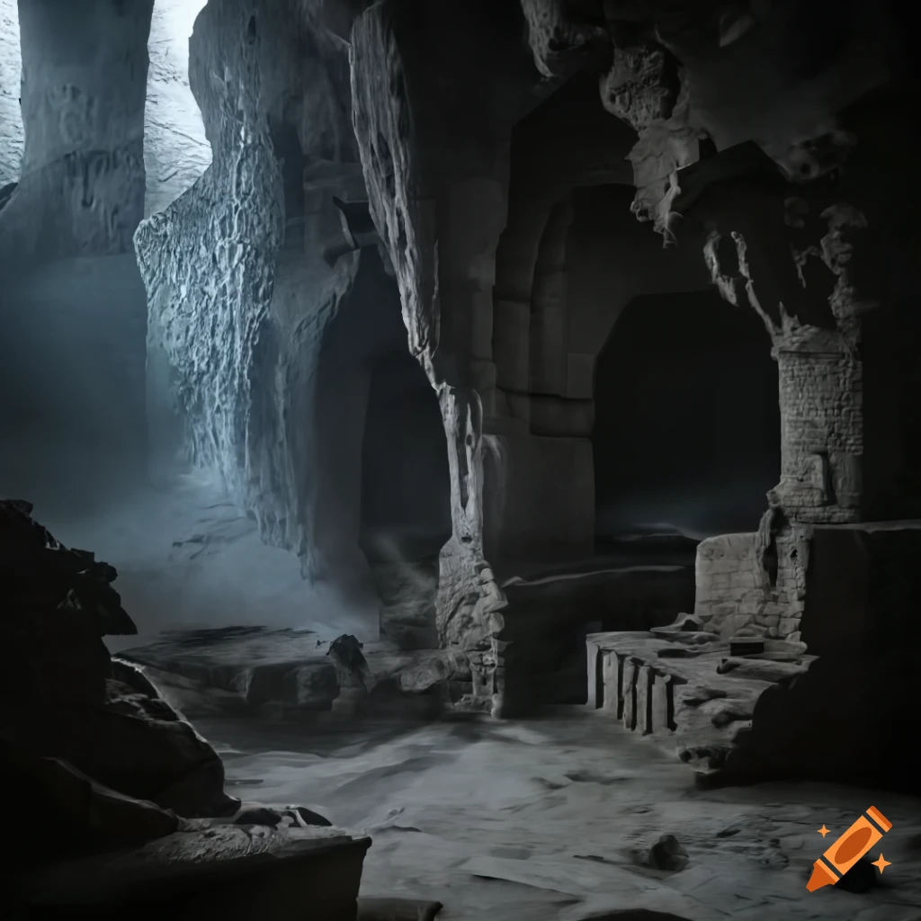 Greek dungeon cave pillars