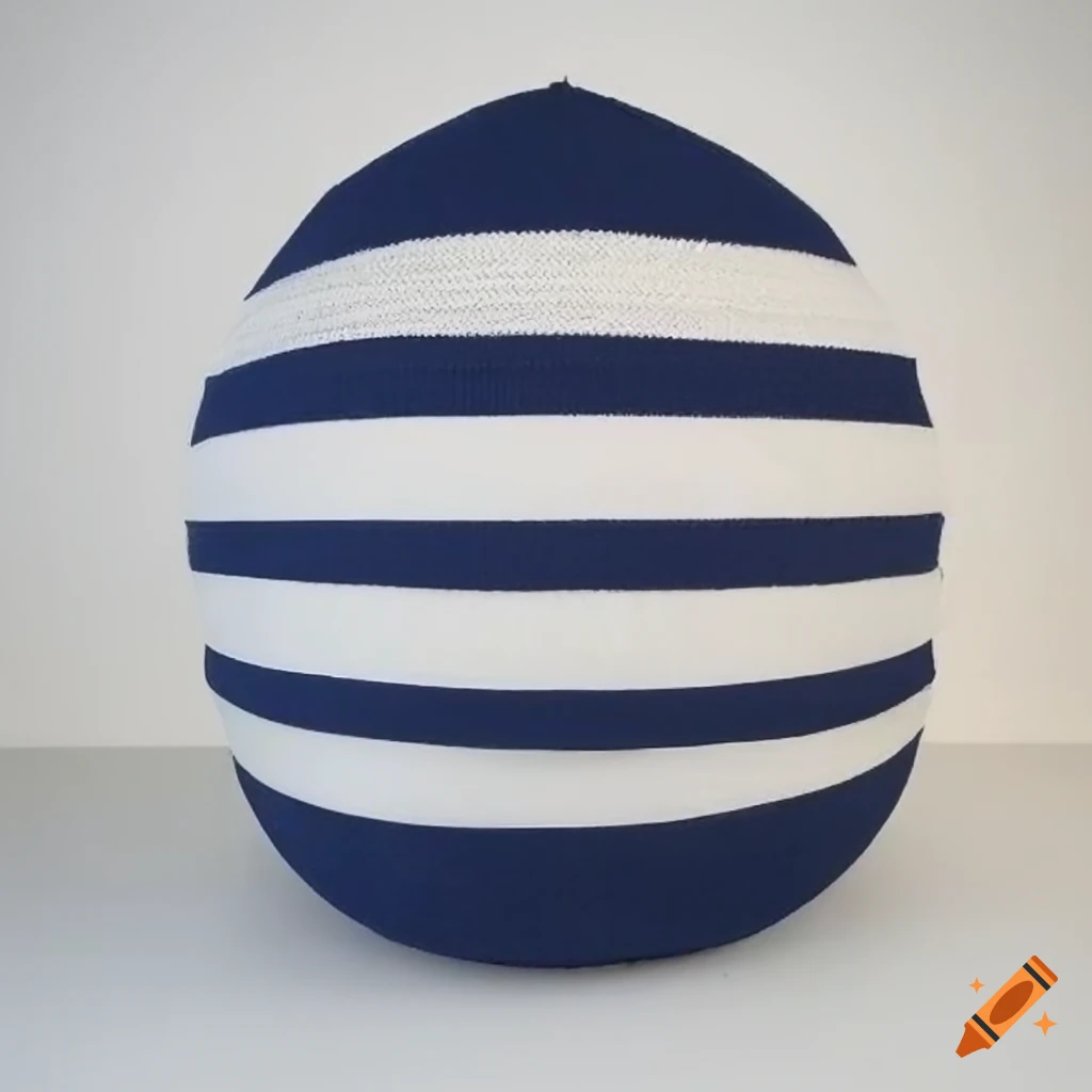 inflated sock ball in white and navy blue