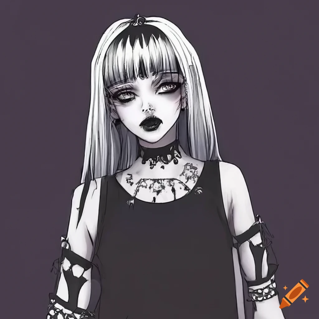 Retro 90s anime goth girl aesthetic on Craiyon