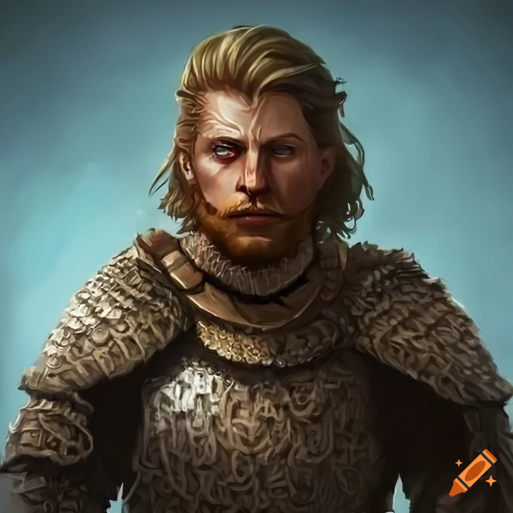 Portrait of a noble warrior in pillars of eternity game on Craiyon