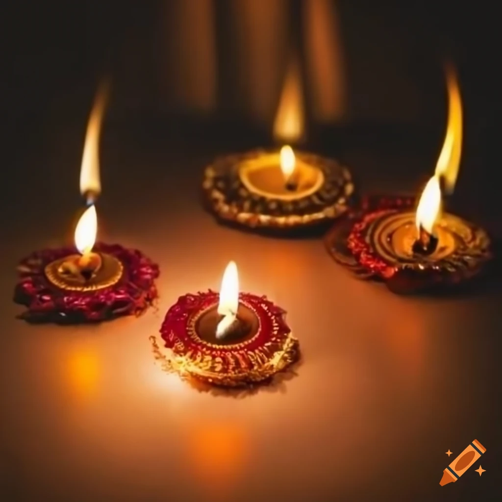 diyas lit up for Diwali celebration