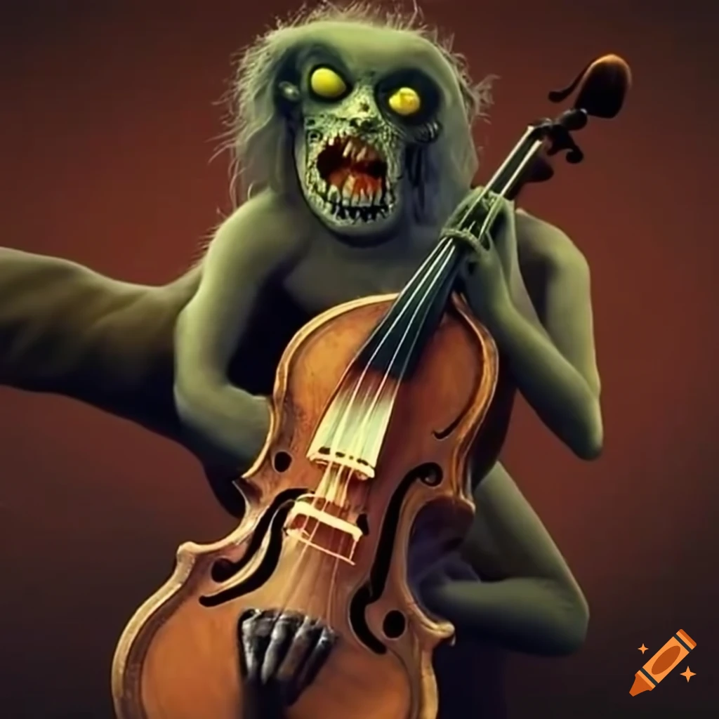 fiddle-playing creature in rock attire