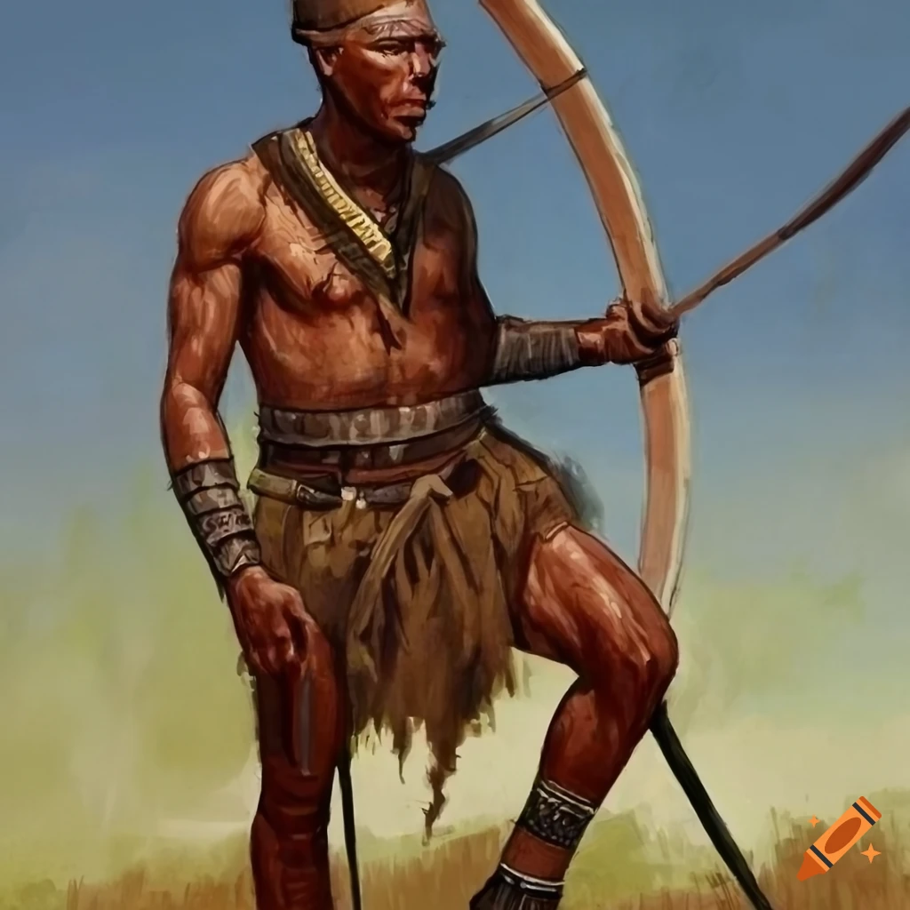 Bushman warrior in bronze age inspired armor