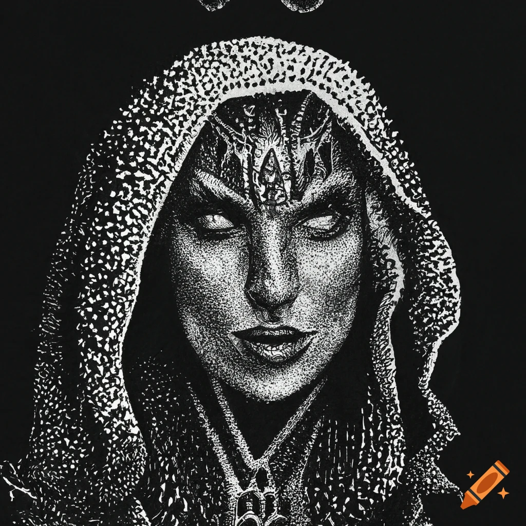 Black Ink Illustration Of A Sorceress On Craiyon black-ink-illustration-of-a-sorceress-on-craiyon