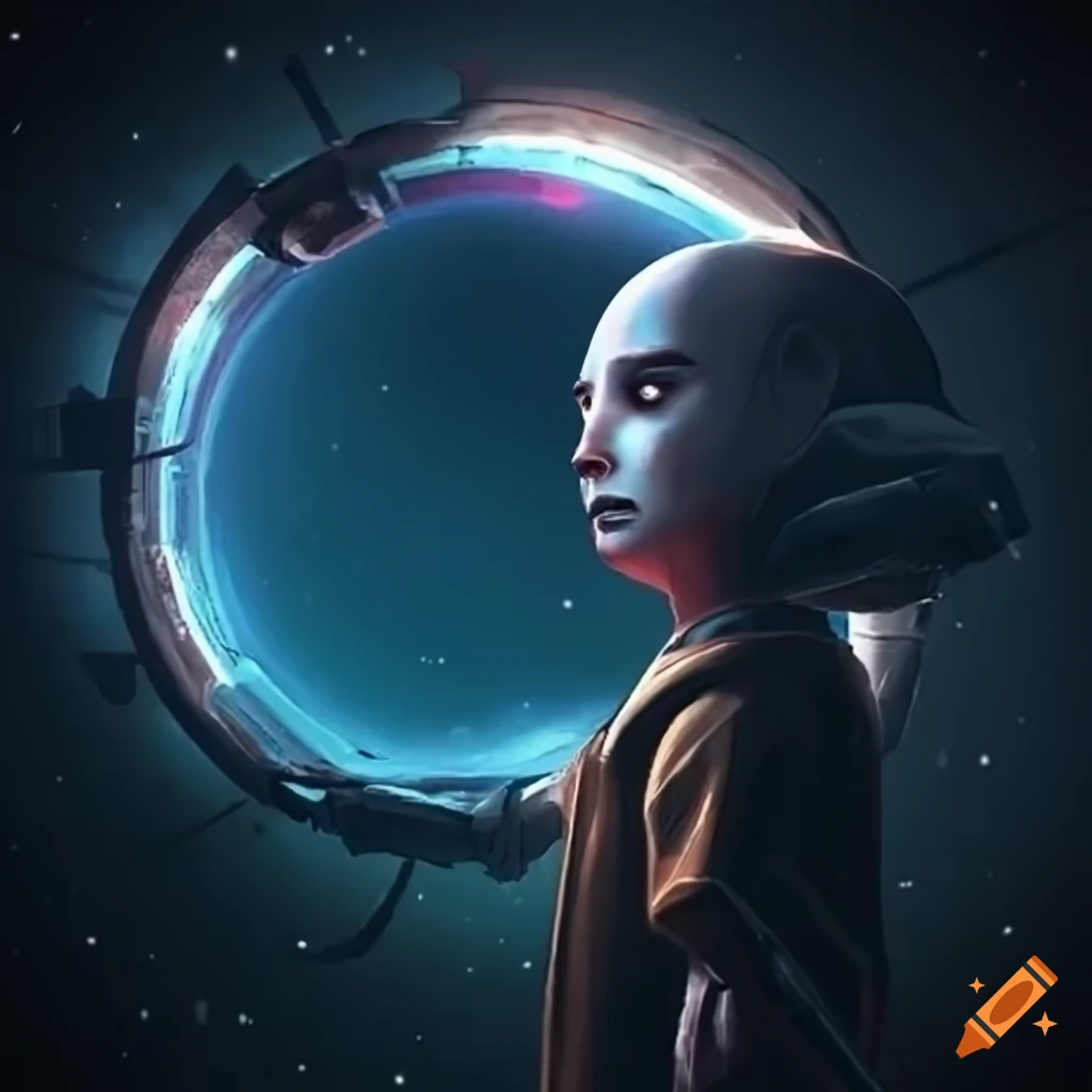 artwork of a melancholy exorcist and stylist on a space station
