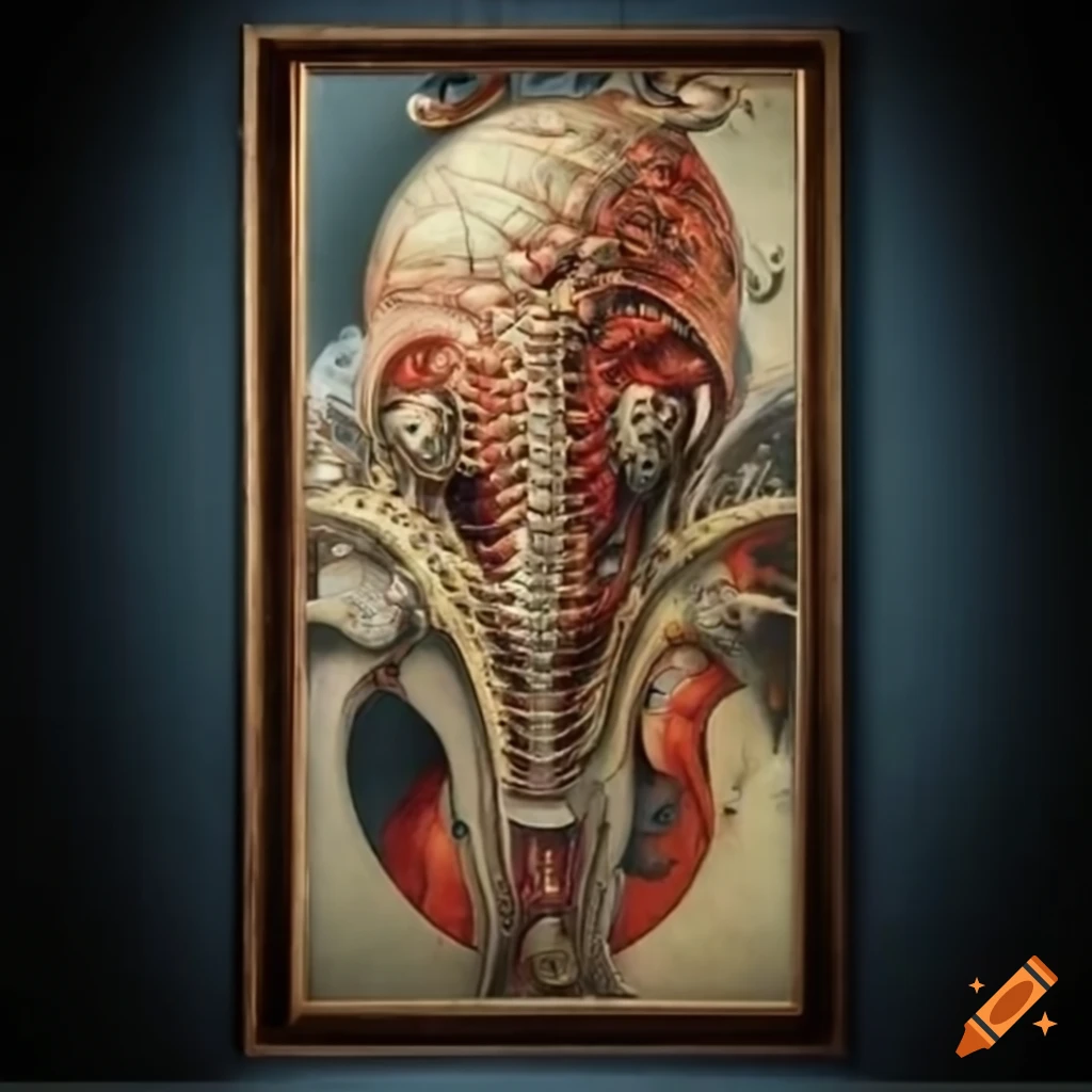 biomechanical Japanese retrofuturism baroque painting