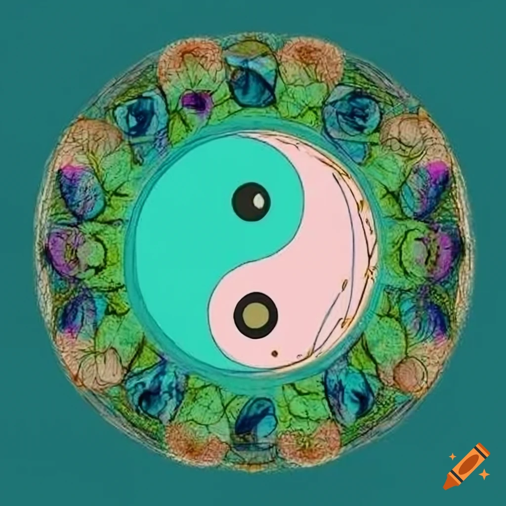 AI-generated drawing of a yin yang plate in a zen garden