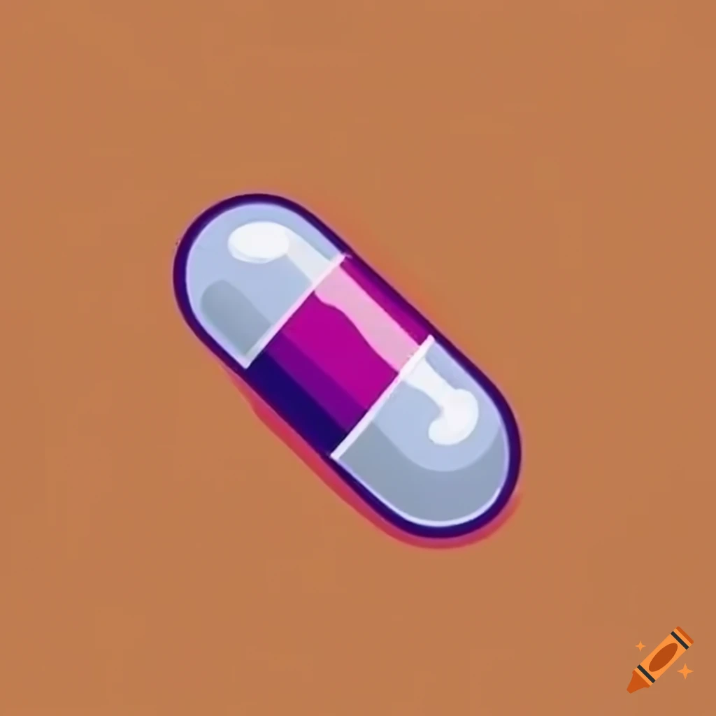 close-up of a pill on an orange background