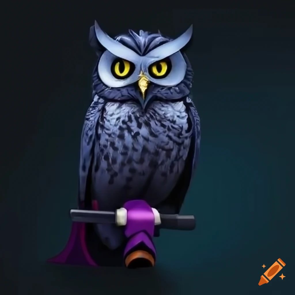 image of a owl riding a scooter