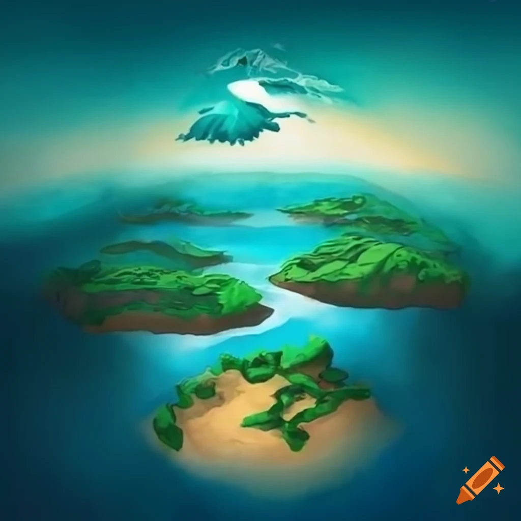 Drawing of a floating island named mist on Craiyon