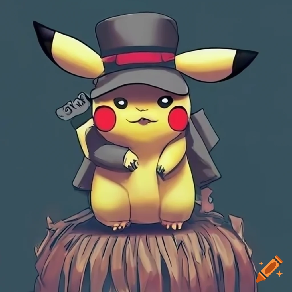 Pikachu dressed as a gangster
