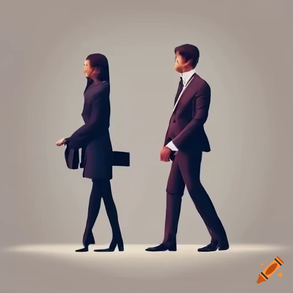 Side view of business people walking