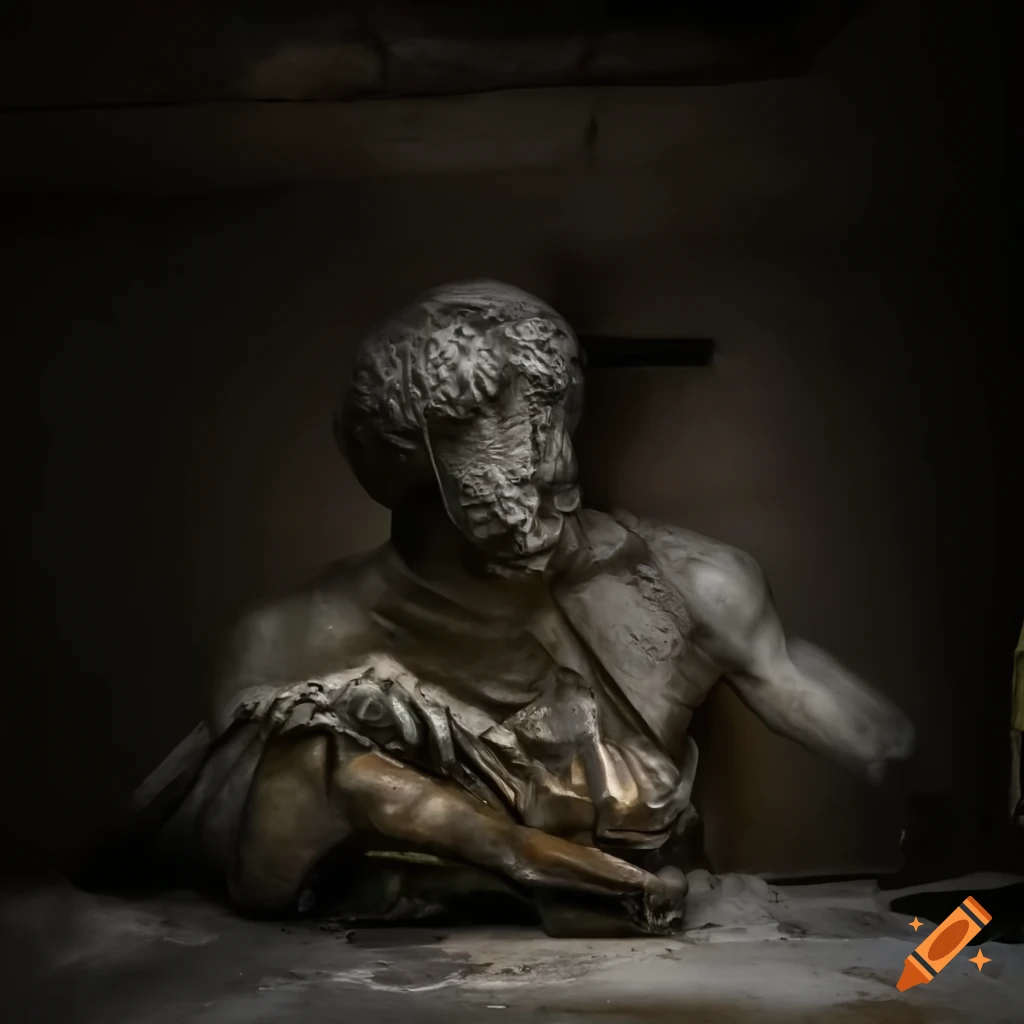 sculptures in abandoned underground office