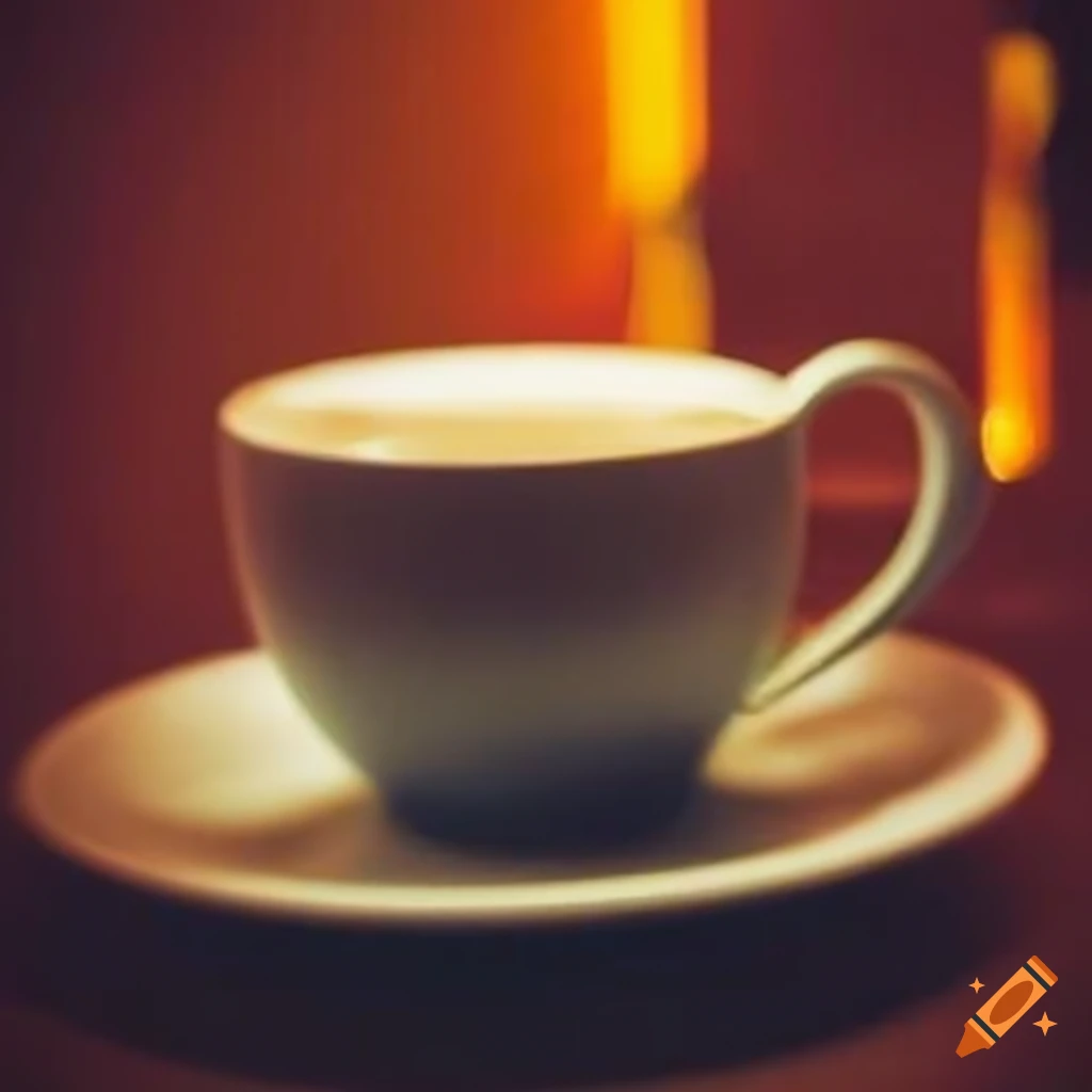 close-up of a coffee cup with vibrant lighting