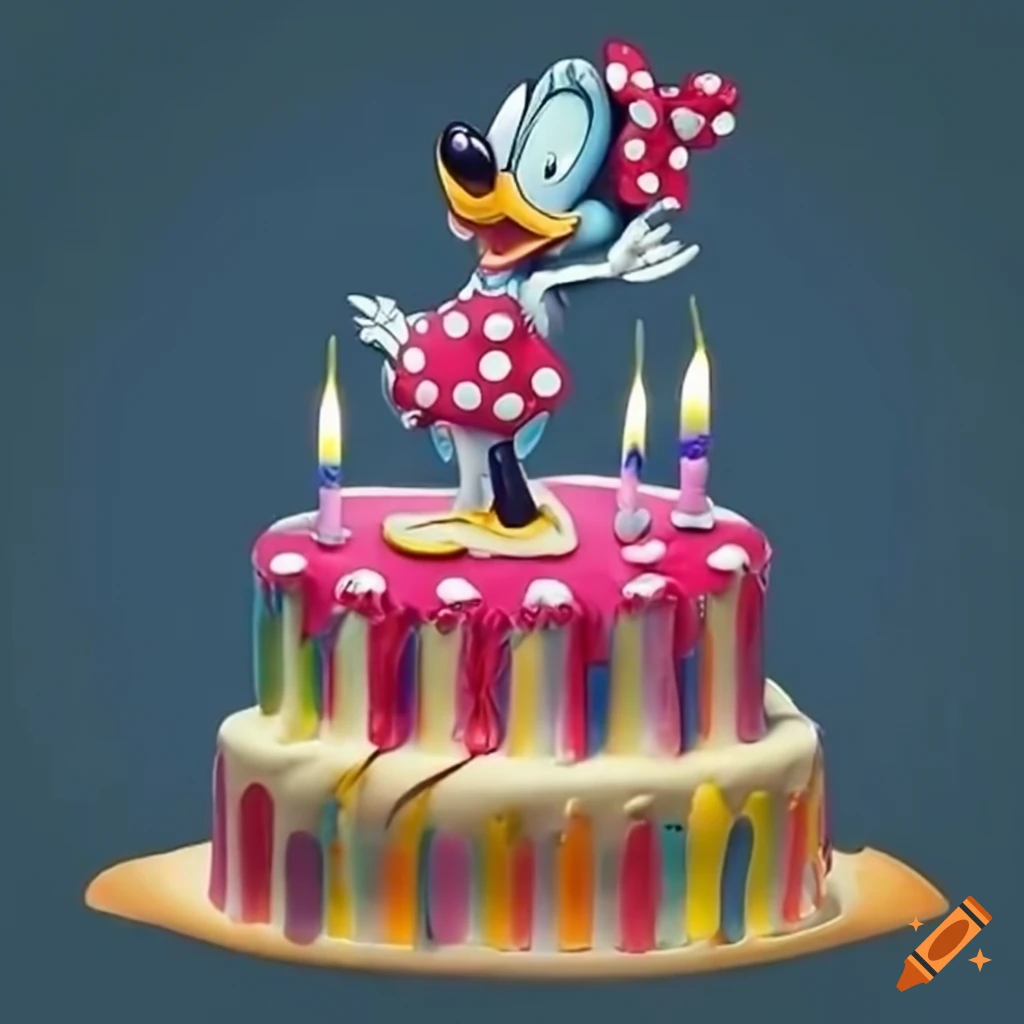 Donald Duck and Minnie Mouse celebrating a birthday