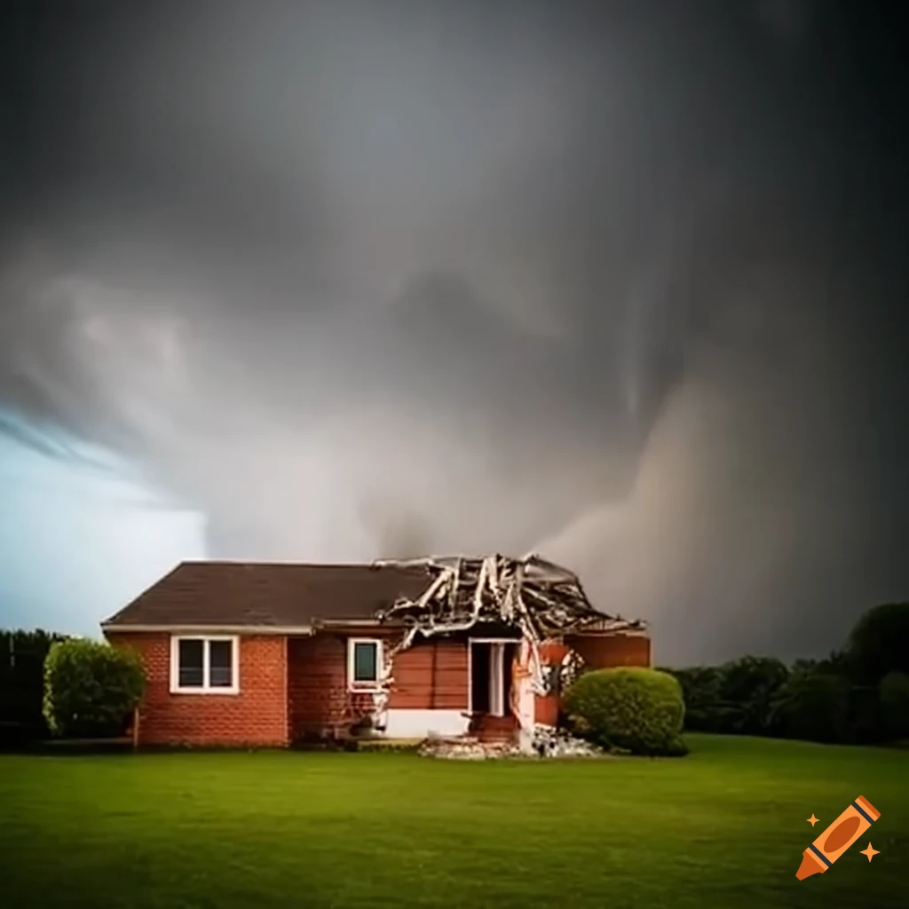 image of a destructive tornado near a house