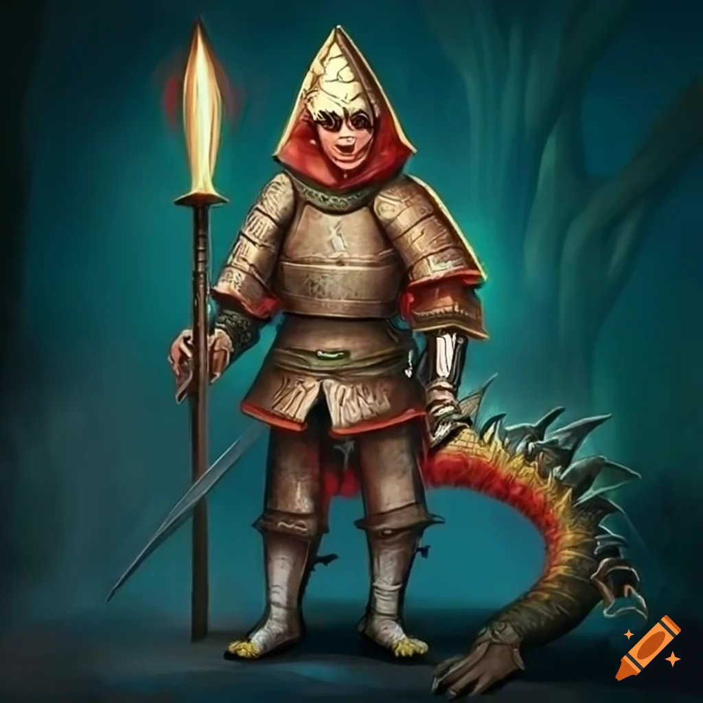 Fantasy artwork of a warrior slaying a dragon