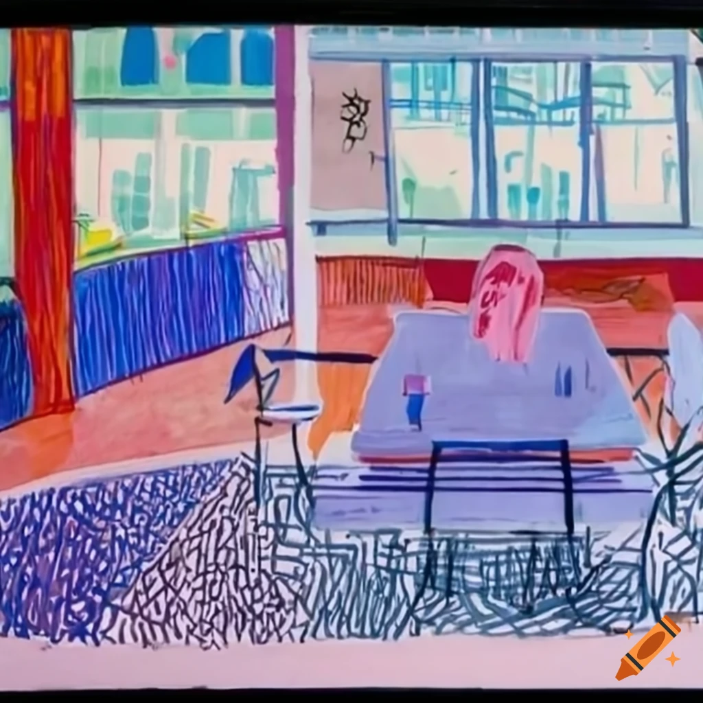 David Hockney-inspired artwork in a shopping mall