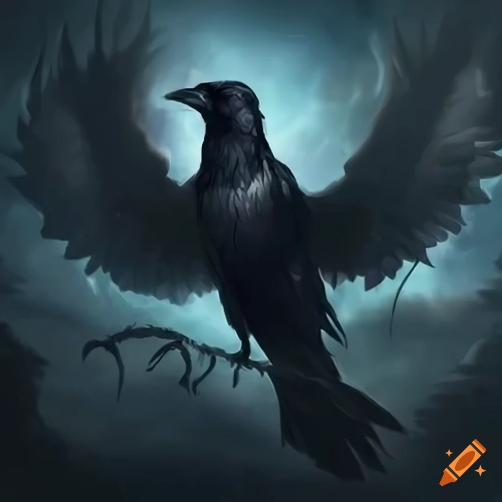 image of a crow hero soaring through darkness