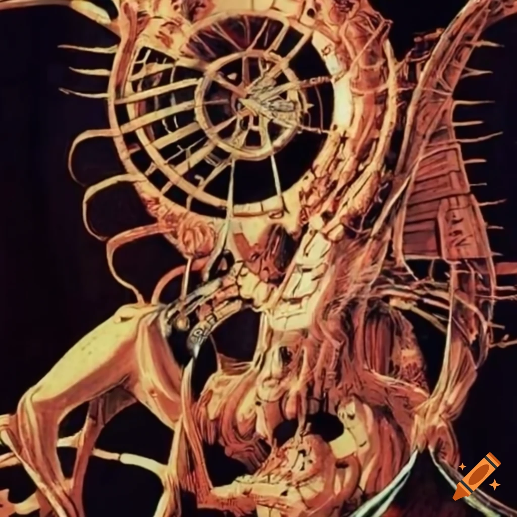 biomechanical Japanese retrofuturism artwork