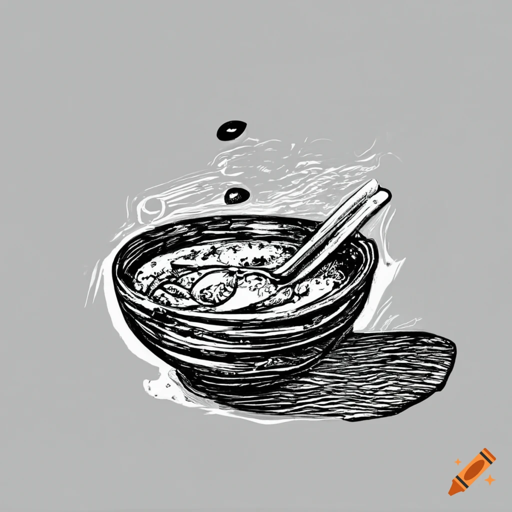 hot soup clipart black and white hearts