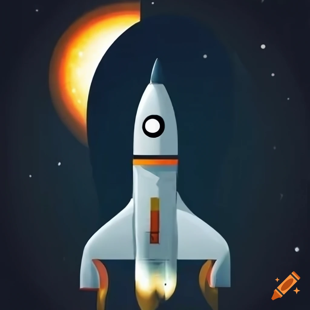 moon landscape with a rocket