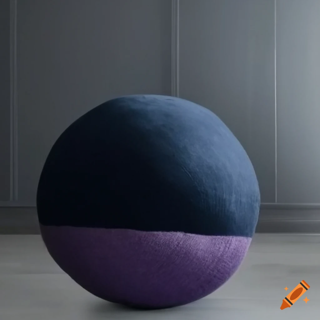 gigantic navy blue and black sock sphere in a dark room