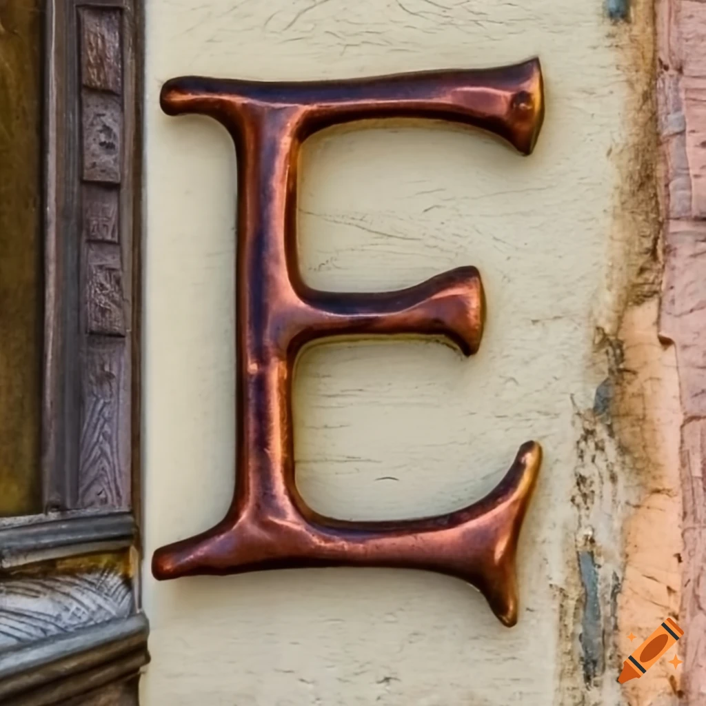 brass and copper ancient stone letter F