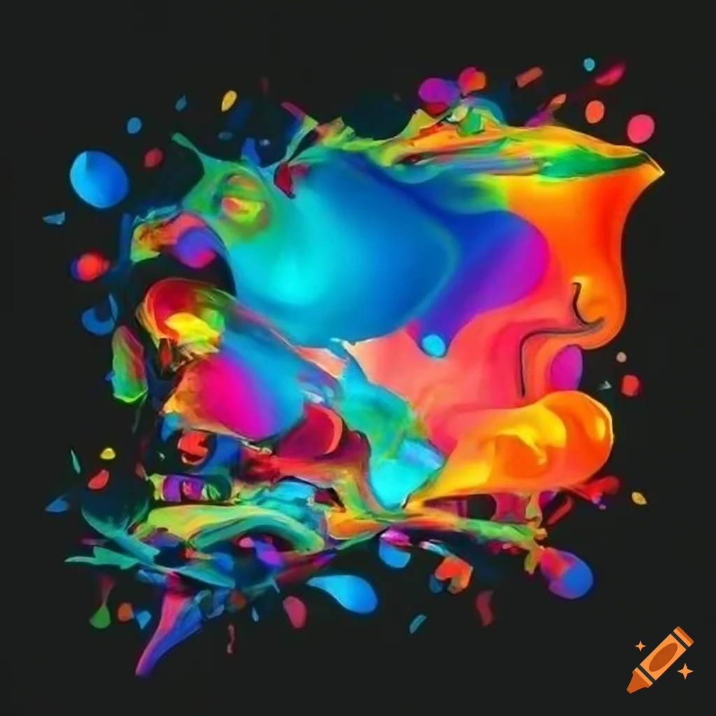 Vibrant multicolor abstract art on black background on Craiyon