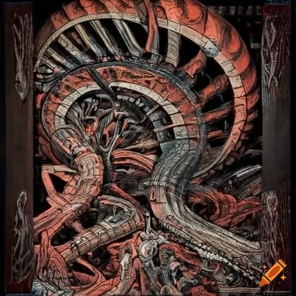 biomechanical Japanese retrofuturism artwork