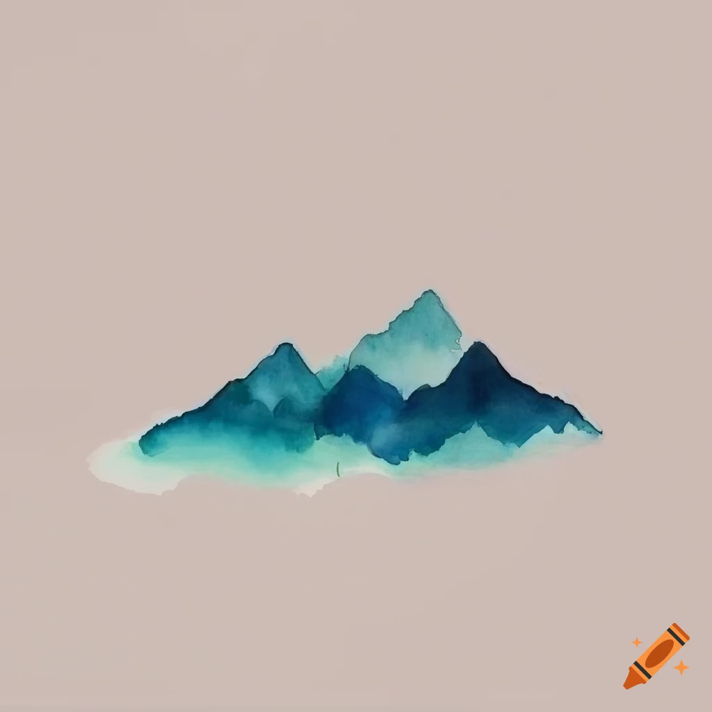 Minimalist watercolor of mountains