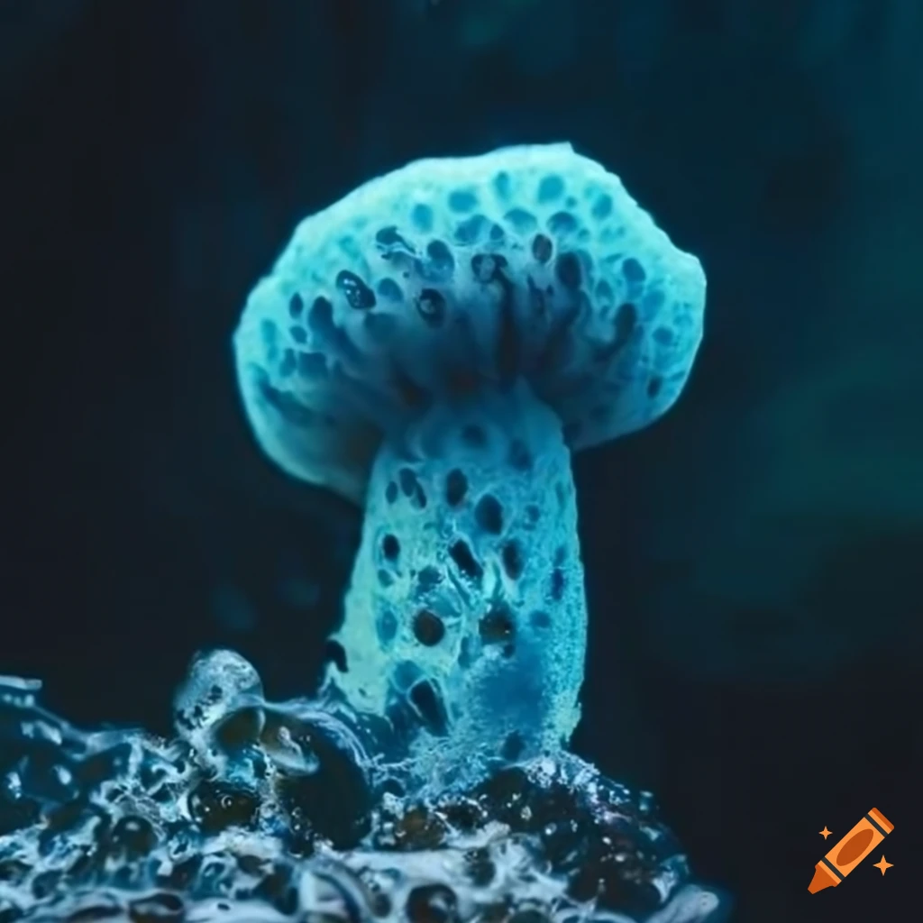 fungus-shaped sponge floating in water
