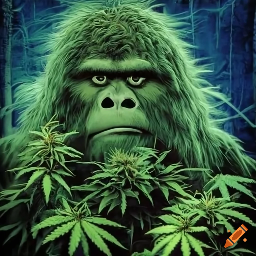 Bigfoot in a cannabis cultivation scene