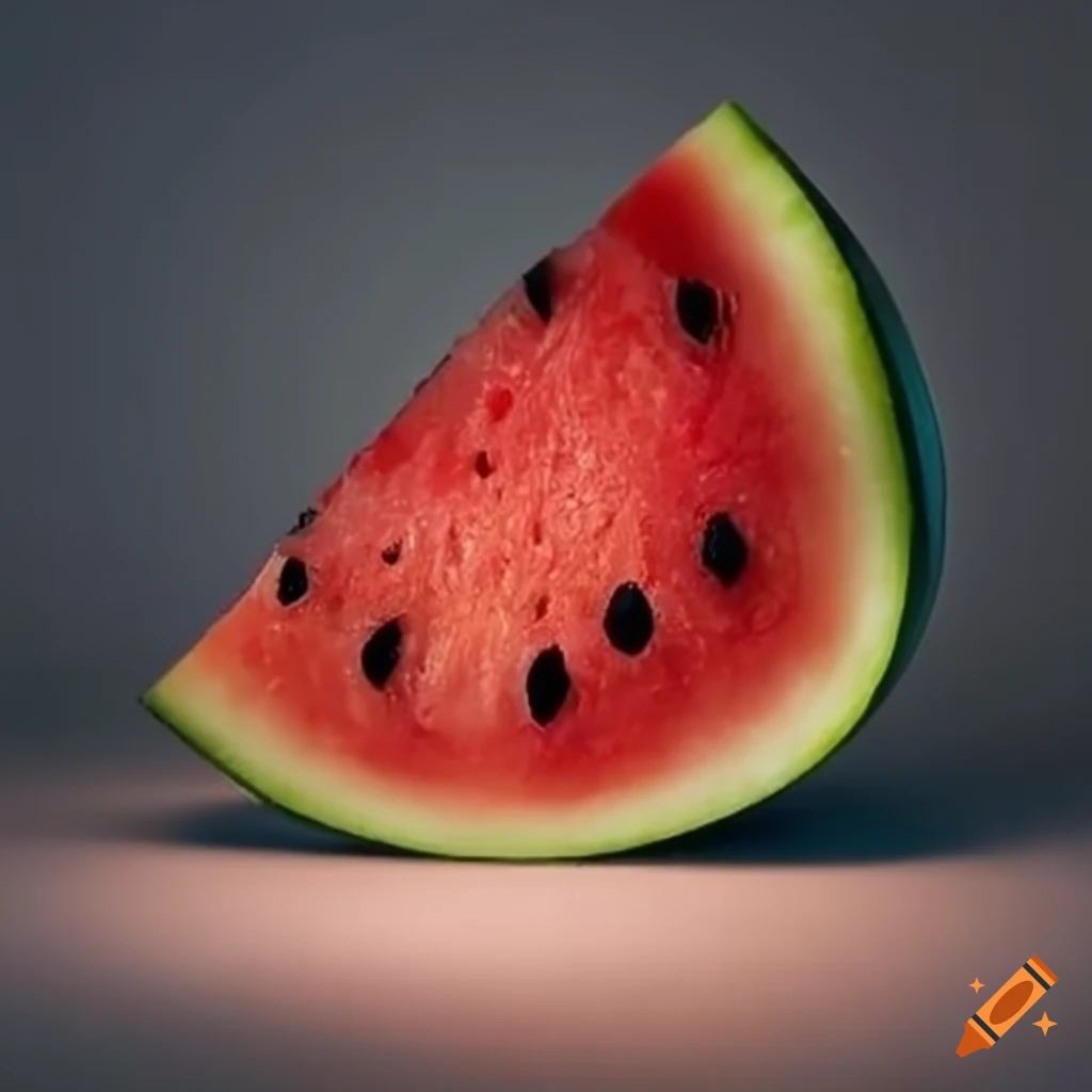 watermelon slice illuminated by spotlight