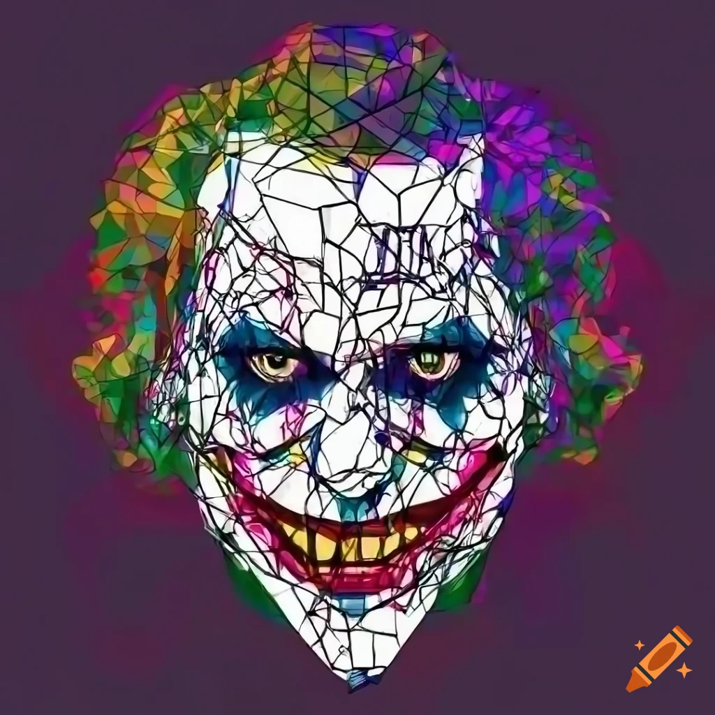 Geometric illustration of a creepy joker face