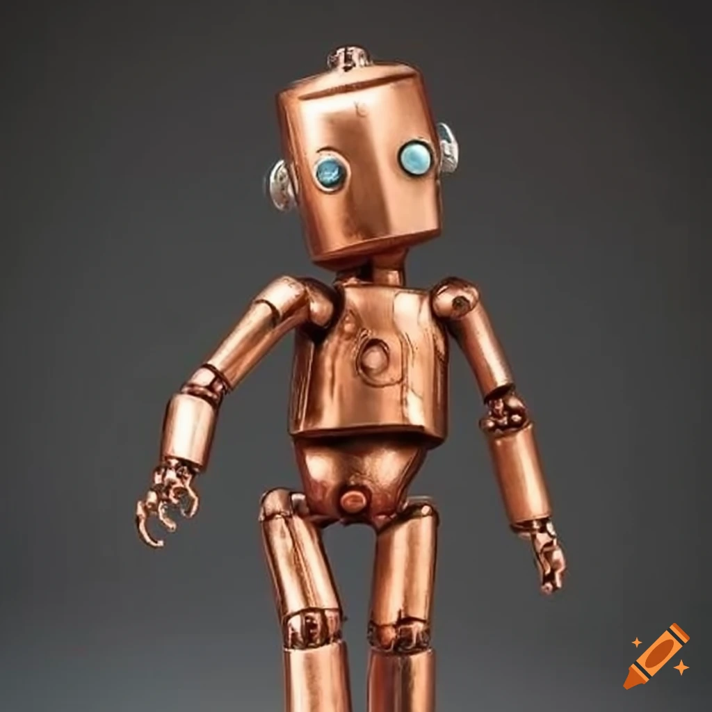 Copper humanoid robot figure on Craiyon