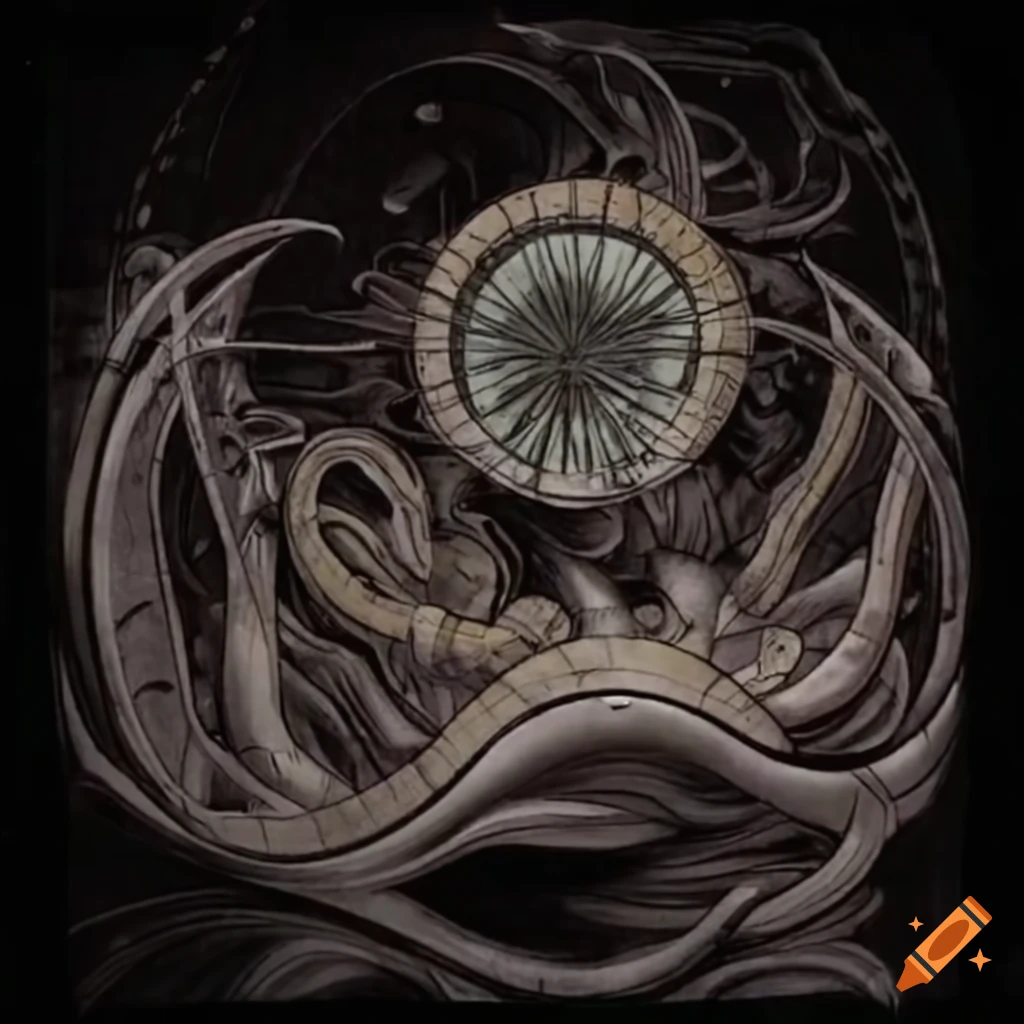 biomechanical Japanese retrofuturism artwork