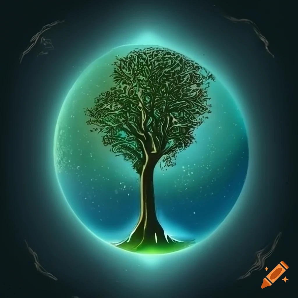 Tree With Crypto Leaf On The Moon