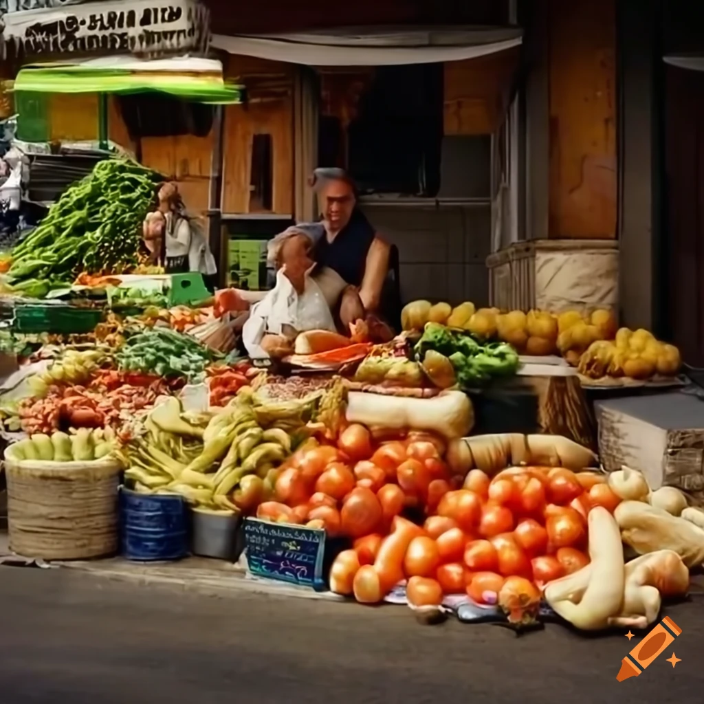colorful market with fresh vegetables