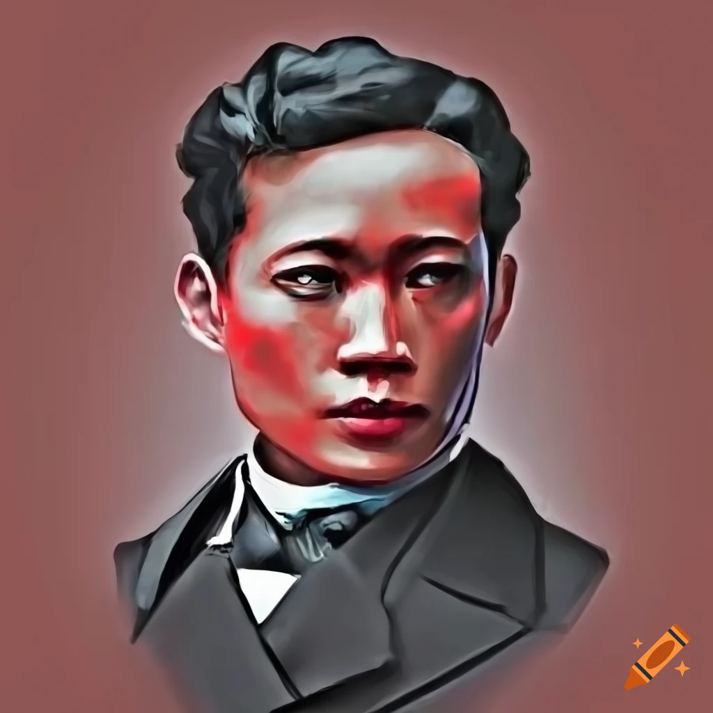 Art featuring jose rizal in red and black