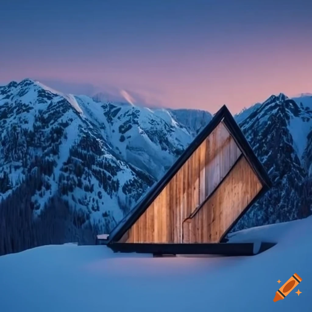Minimalist alpine ski cabin on Craiyon