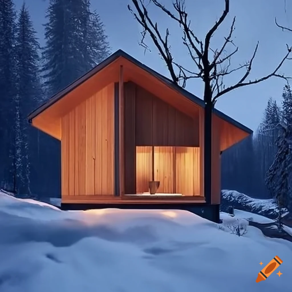 Image of an egalitarian minimalist alpine cabin on Craiyon