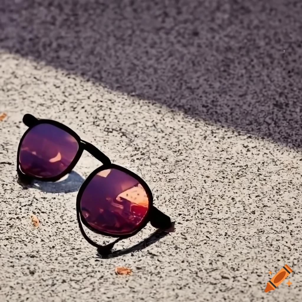 Sunglasses on the ground in the city center on Craiyon