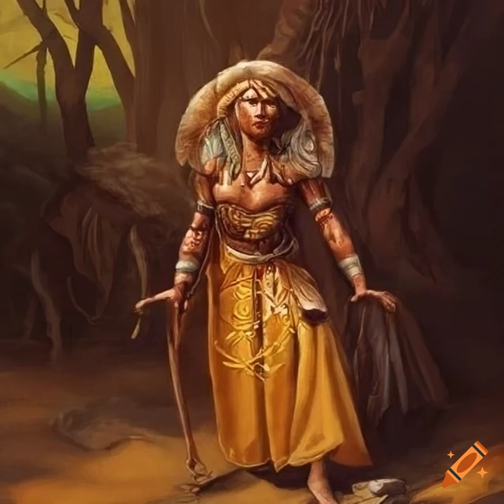 impressive costume inspired by Khoisan art